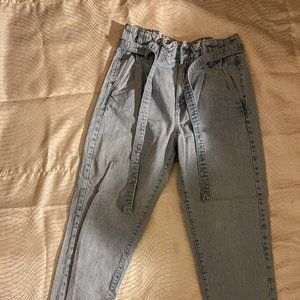 Light Wash High-Waisted Paperbag Waisted Jeans